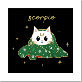 Scorpio Holiday Kitty Cat Posters and Art